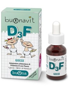 Buonavit D3F Integratore Di Vitamina D e Fluoro Per Ossa e Denti dei Bambini Gocce 12 ml